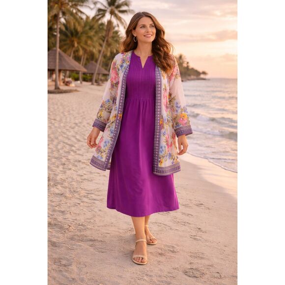 Avenue Floral Chiffon Kimono Cardigan Size 26/28 Plus Boho Y2K Aesthetic - Picture 3 of 8